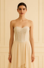 Champagne Grace Pearl and Bead Embroidered Gown
