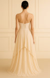 Champagne Grace Pearl and Bead Embroidered Gown