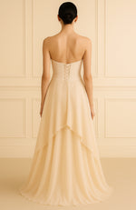 Champagne Grace Pearl and Bead Embroidered Gown