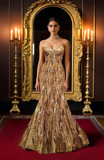 LAILA- Gold Hand Embroidered Mermaid Gown