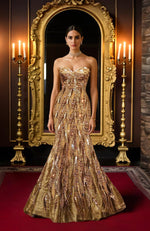 LAILA- Gold Hand Embroidered Mermaid Gown
