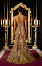 LAILA- Gold Hand Embroidered Mermaid Gown