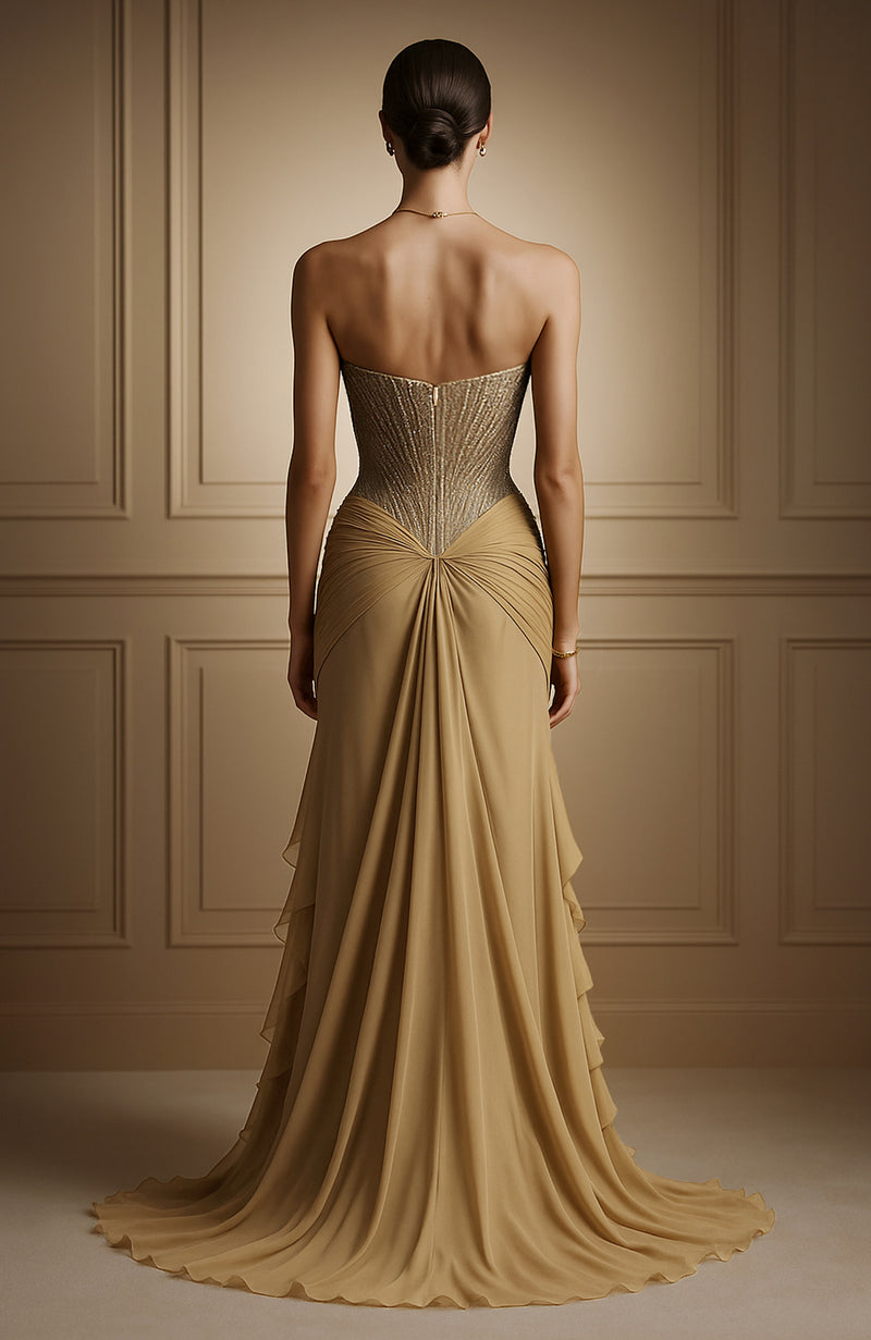 Champagne Radiance Embellished Corset Gown