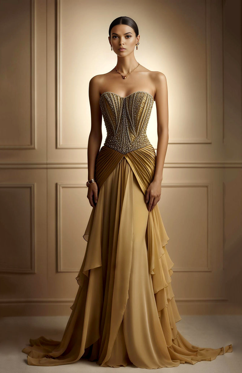 Champagne Radiance Embellished Corset Gown