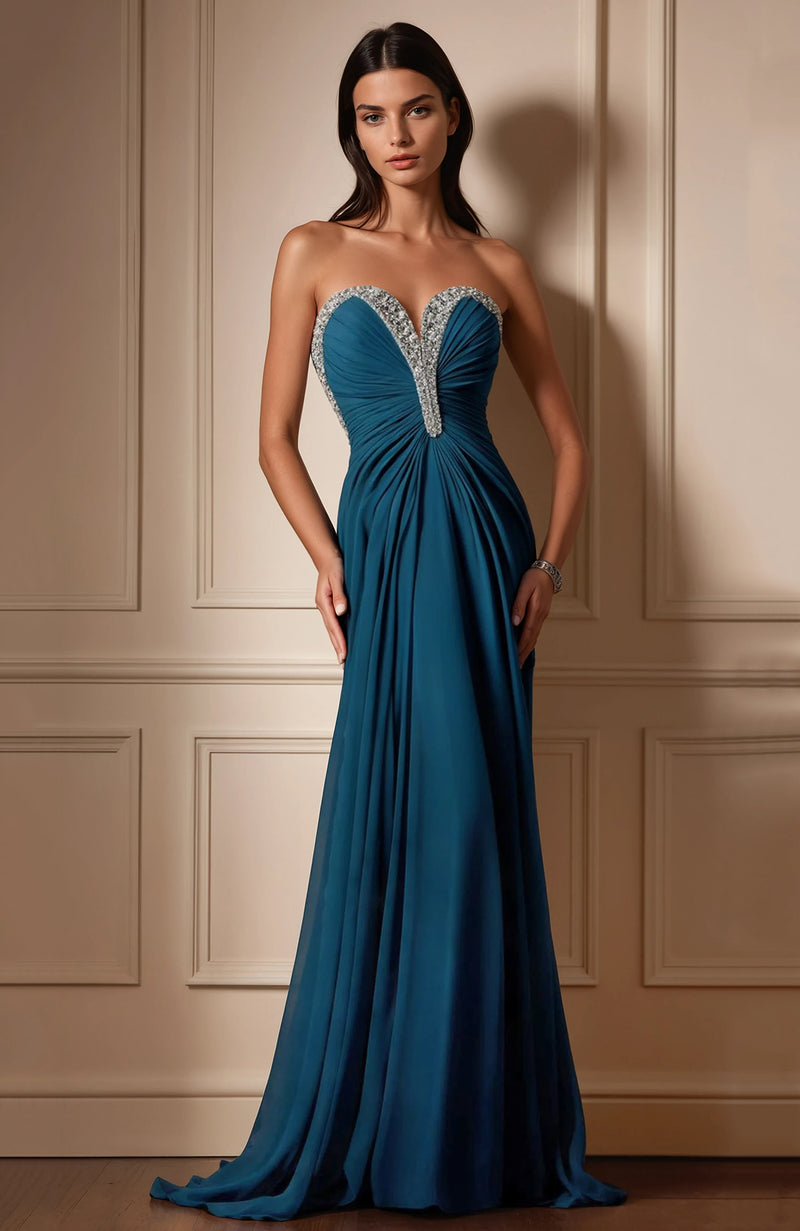 Azure Drape Crystal Sweetheart Gown