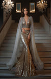 Celestial Radiance Sequin Embroidered Mermaid Lehenga Set with Cape