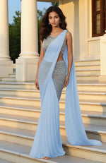 Powder Pink Grace Sequin Embroidered Drape Saree