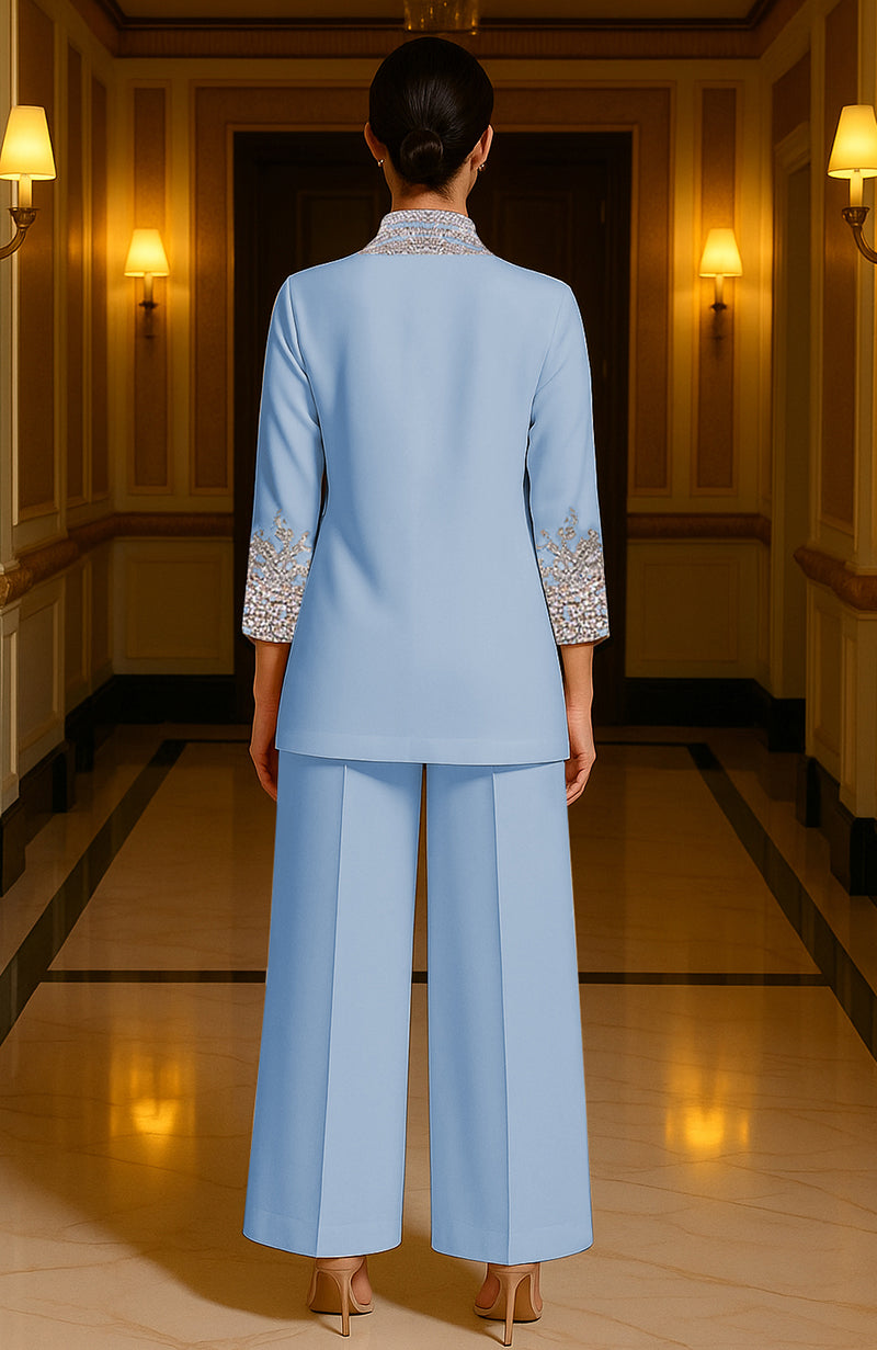 Cerulean Blue Royale Crystal Embroidered Ensemble