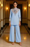 Cerulean Blue Royale Crystal Embroidered Ensemble