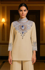 Champagne Royale Crystal Embroidered Ensemble