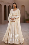 Ivory Mirage Mirror Hand Embroidered Lehenga Set with Cape – Jalwa by Talking Threads