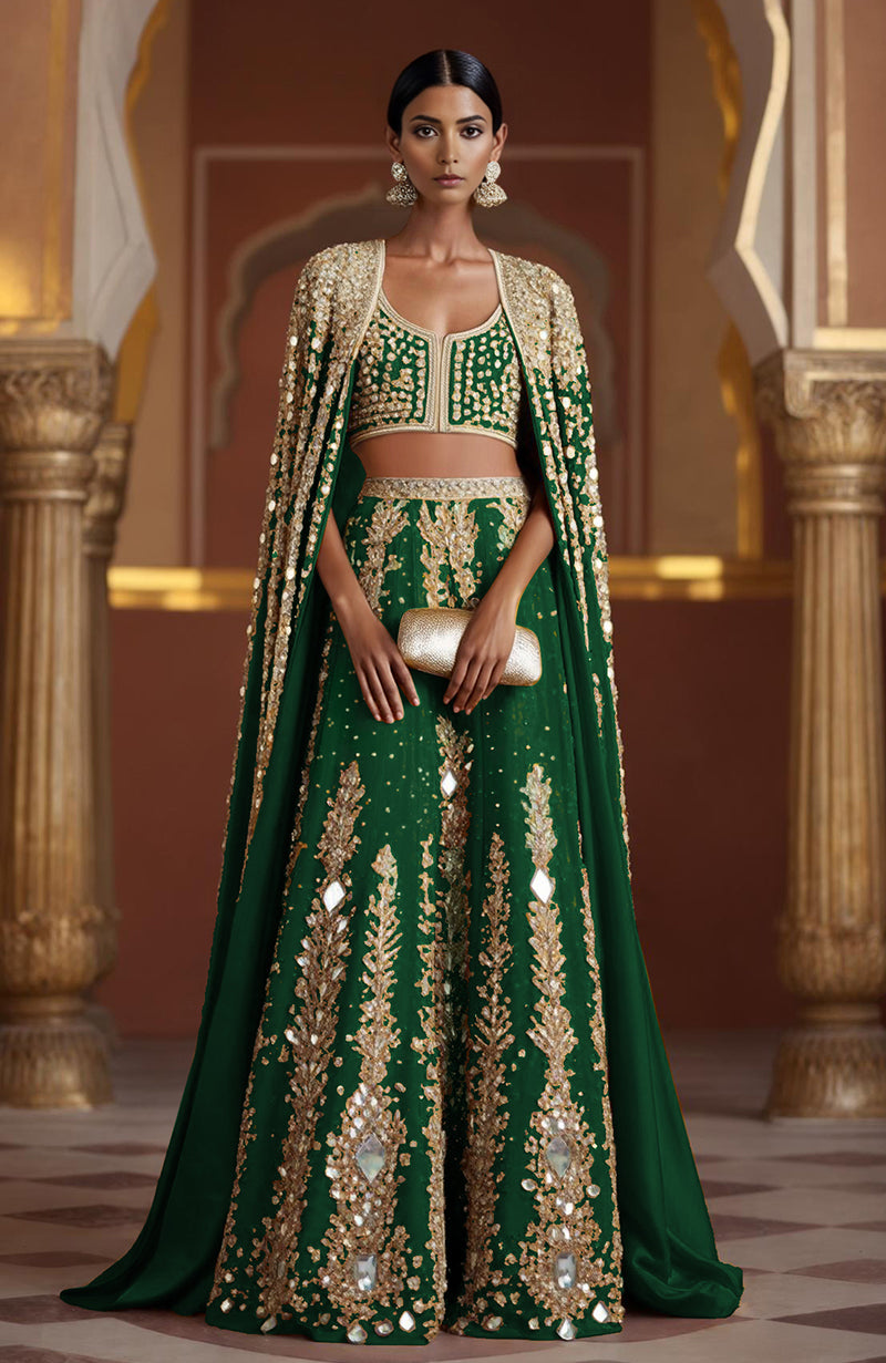 Sapphire Blue Mirror Cape Set – Jalwa by Talking Threads