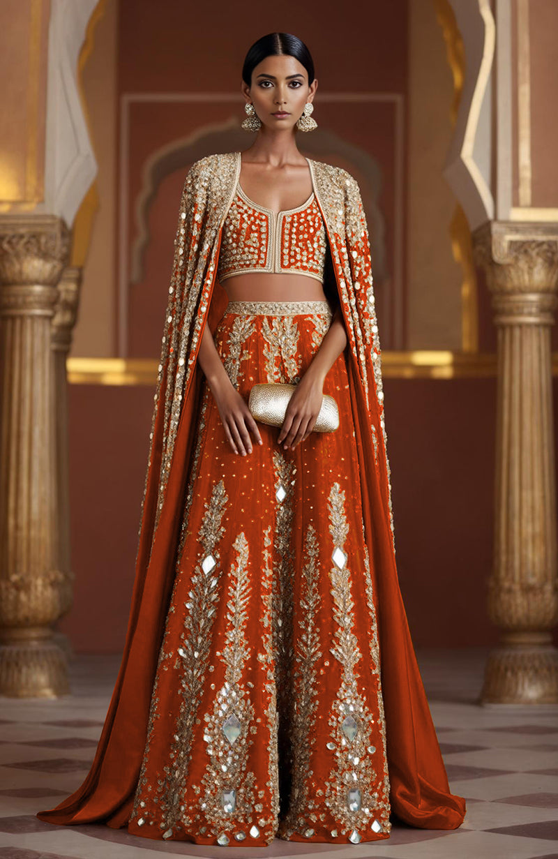 Sapphire Blue Mirror Cape Set – Jalwa by Talking Threads