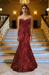 LAILA- Wine Hand Embroidered Mermaid Gown