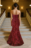 LAILA- Wine Hand Embroidered Mermaid Gown