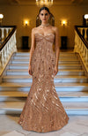 LAILA- Rose Gold Hand Embroidered Mermaid Gown