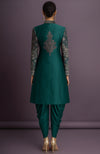 Zahra Embroidered Bottle Green Jacket Set