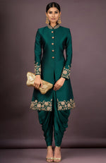 Mehr Embroidered Emerald Green Jacket Set