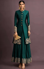 Ruhani Embroidered Emerald Green Jacket Set