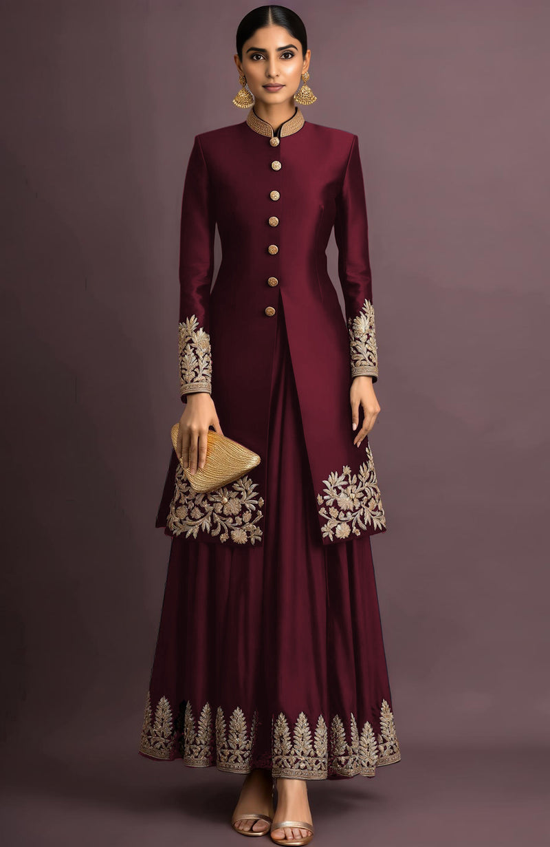 Ruhani Embroidered Emerald Green Jacket Set