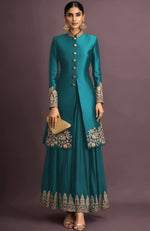 Ruhani Embroidered Emerald Green Jacket Set