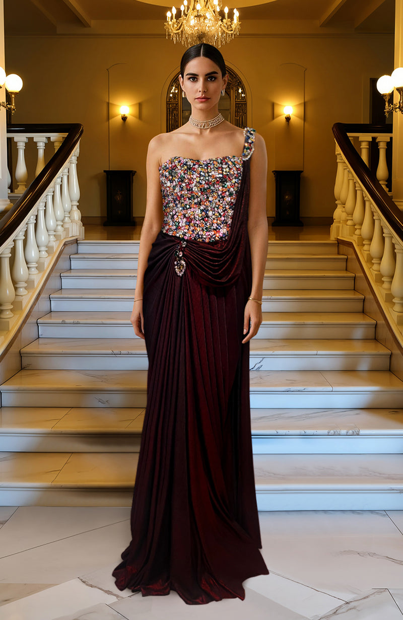 Gemma Crystal Hand Embroidered Corset Saree