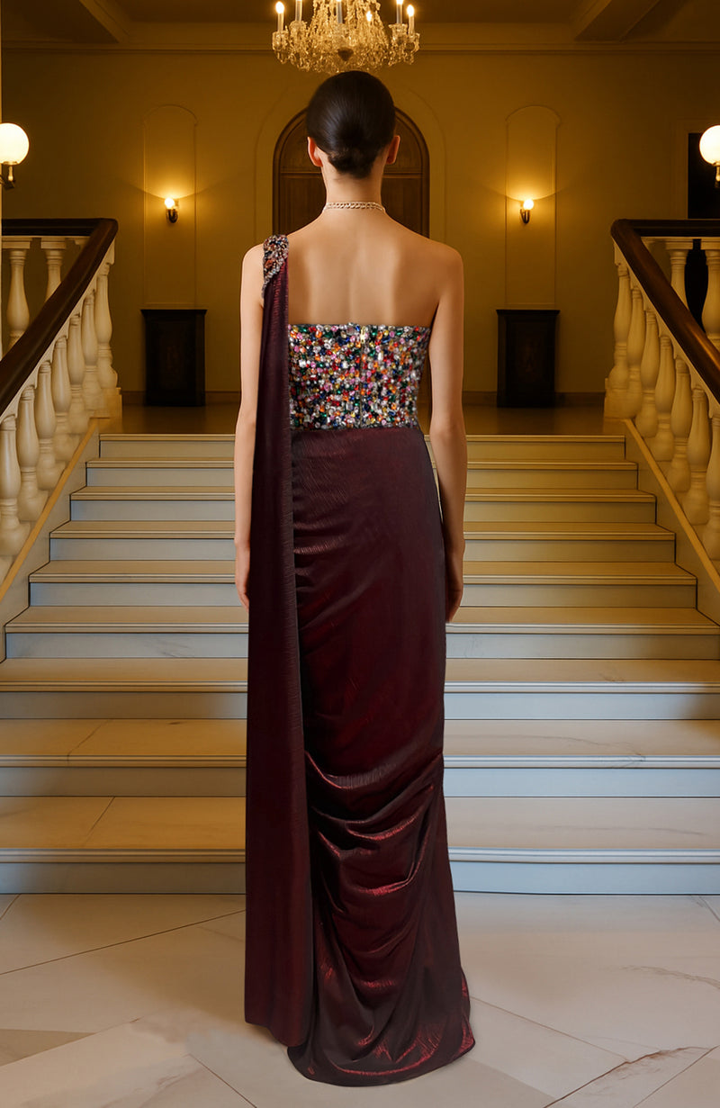 Gemma Crystal Hand Embroidered Corset Saree