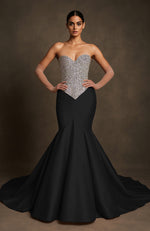 Midnight Blue Crystal-Encrusted Mermaid Gown