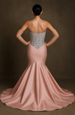 Blush Crystal-Encrusted Mermaid Gown