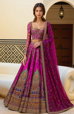 Regal Fuchsia Zardozi and Resham Embroidered Lehenga Set