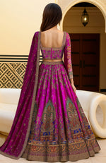 Regal Fuchsia Zardozi and Resham Embroidered Lehenga Set