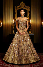 LAILA- Gold Hand Embroidered Princess Gown