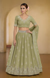 Bog Green Kashmiri Tilla and Zardozi Hand Embroidered Lehenga Set