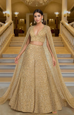 Cleopatra Gold Bead & Sequin Hand Embroidered Lehenga Set