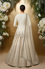 Ivory Zari Sequin Beads and Crystals Embroidered Lehenga Set with Dupatta