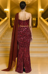 LAILA- Wine Hand Embroidered Straight-Cut Lehenga Set