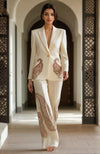 The Paisley Power Suit – Ivory Couture Blazer and Embroidered Trouser Set