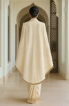 Ivory pre-draped saree with an embroidered cape.