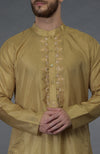 Gold Embroidered Silk Kurta Set