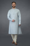 Powder Blue Kurta with Pintuck & Kantha Hand Embroidery