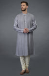 Grey Pintuck Silk Kurta Set