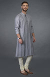 Grey Pintuck Silk Kurta Set