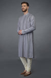Grey Pintuck Silk Kurta Set