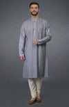 Grey Pintuck Silk Kurta Set
