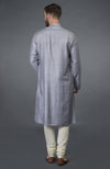 Grey Pintuck Silk Kurta Set
