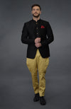 Black Pintuck Bandhgala Jacket Set