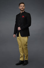 Black Pintuck Bandhgala Jacket Set