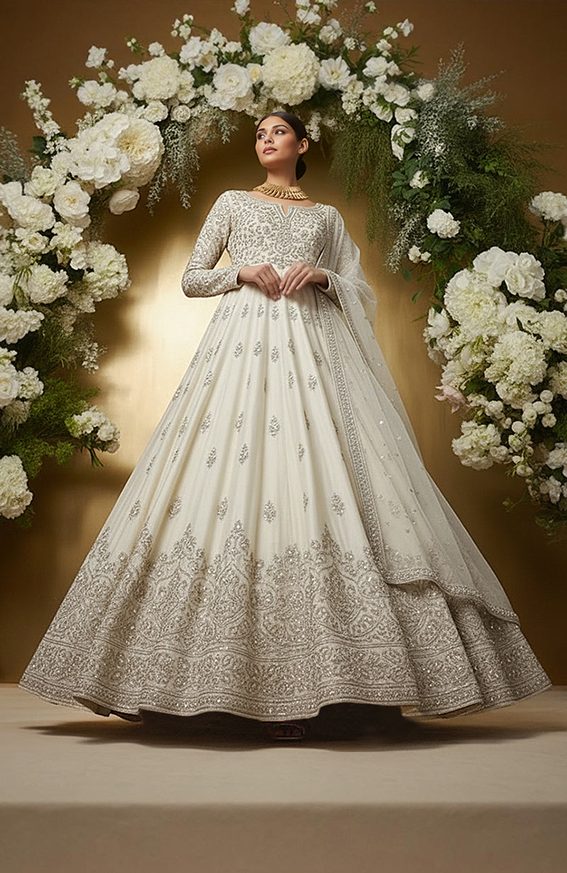 Regalia— Ivory Embroidered Anarkali Set