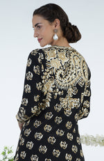 Black Floral Parsi Gara Embroidered Jacket Set