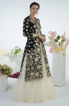Black Floral Parsi Gara Embroidered Jacket Set